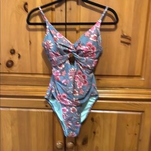 Cupshe Pink and Blue Floral One Piece Swimsuit
